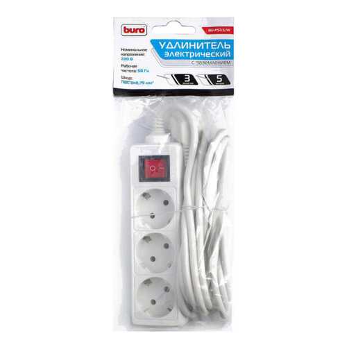 Удлинитель BURO BU-PS3,5/W, 3 розетки, 5 м, White в Miele