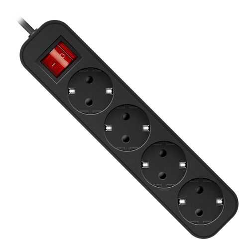 Удлинитель Defender G418, 4 розетки, 1,8 м, Black в Miele