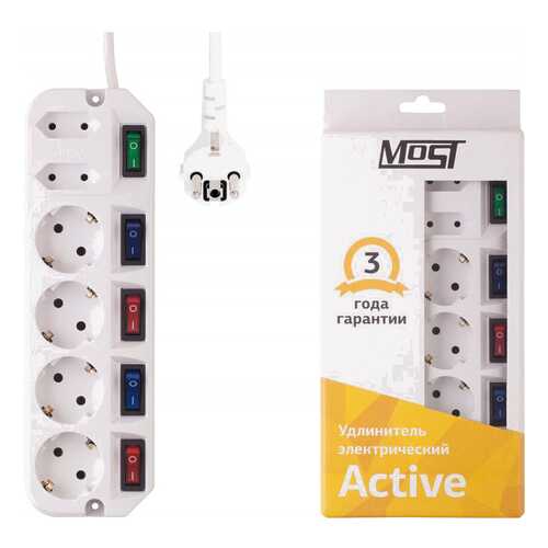 Удлинитель MOST Active A16, 6 розеток, 5 м, White в Miele